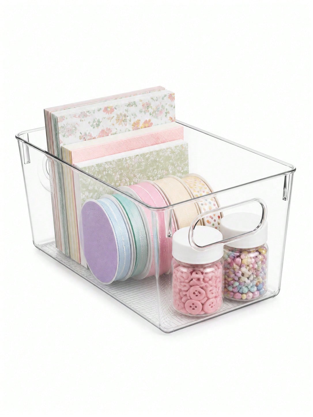 Home Office Setup - 8-Pack Kotak Penyimpanan Transparan dengan Pegangan,