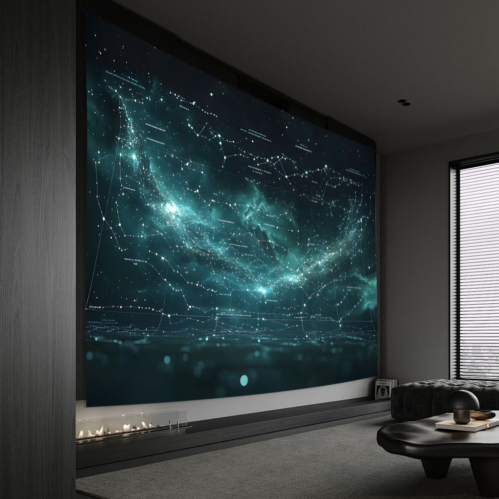 Home Office Backdrop - Kain Latar Belakang Malam Berbintang -