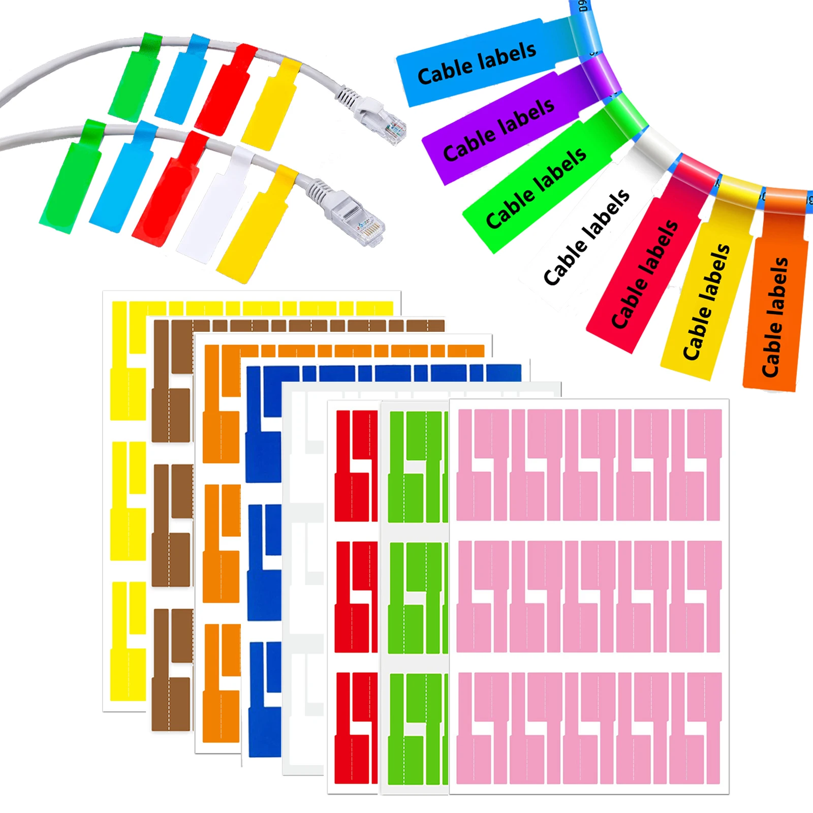 Label Maker Machine - 240 Buah Label Kabel Berperekat Warna-warni