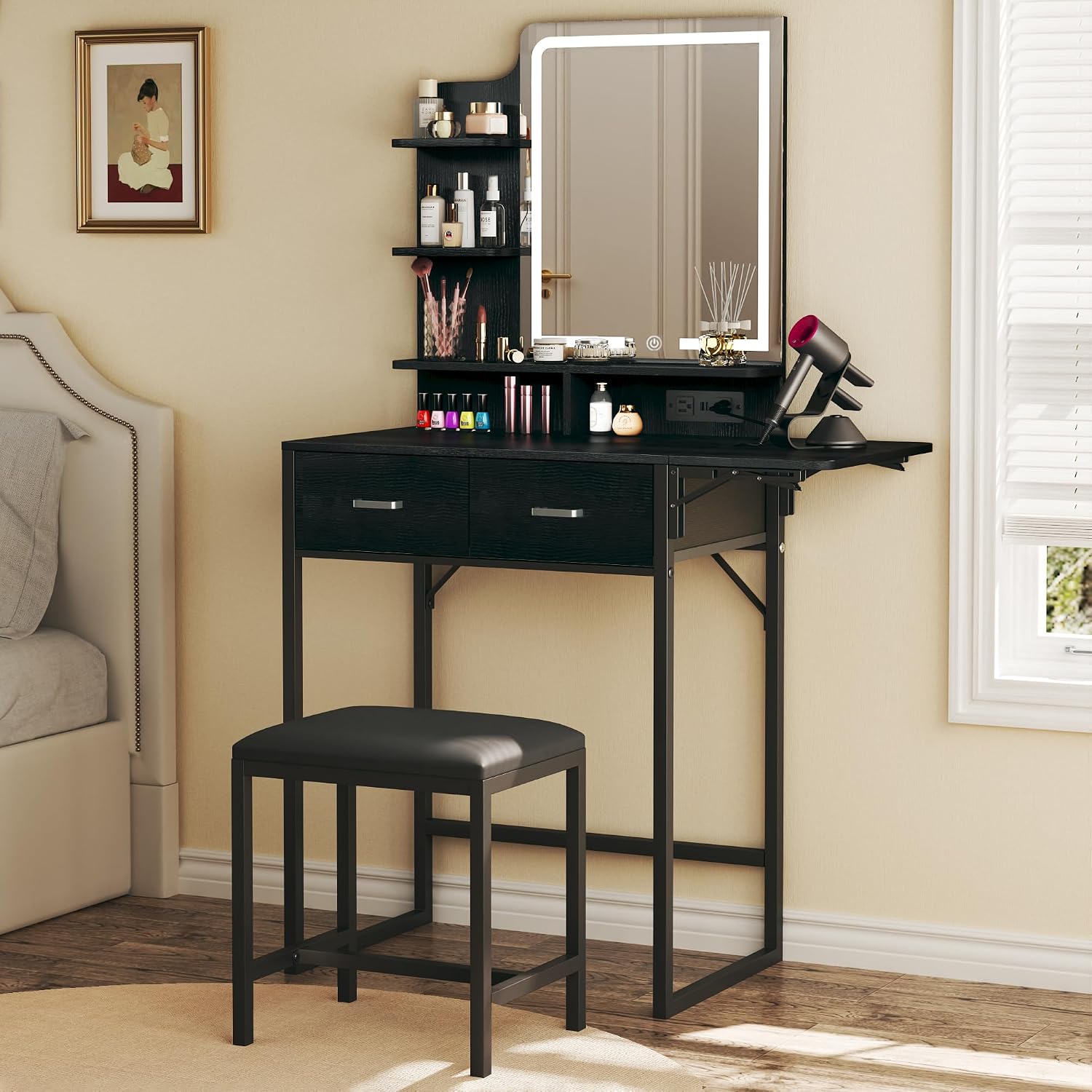 Desk Drawer Small - Meja Rias dengan Cermin dan Lampu,