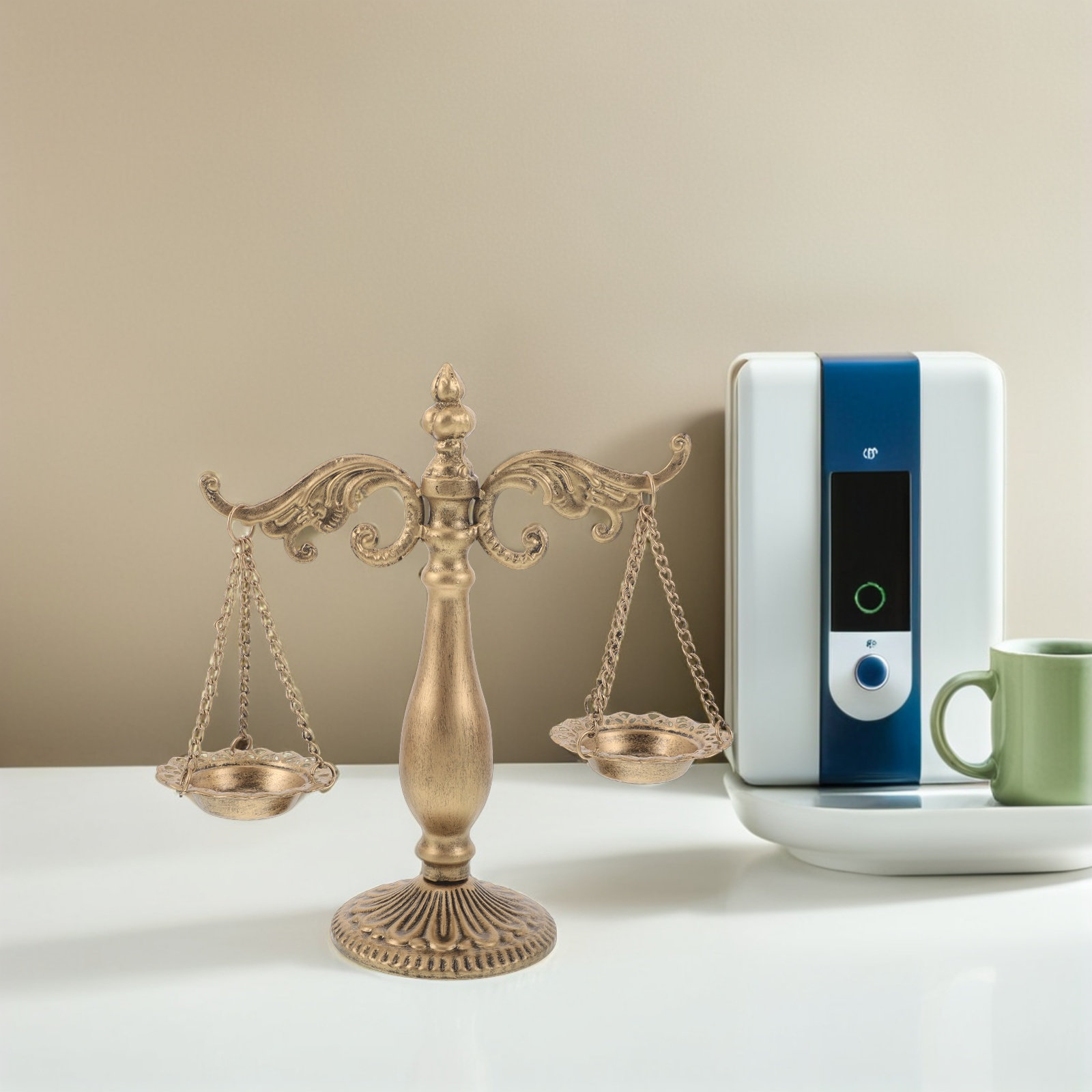 Home Office Library - Patung Timbangan Libra Logam Vintage, Ornamen