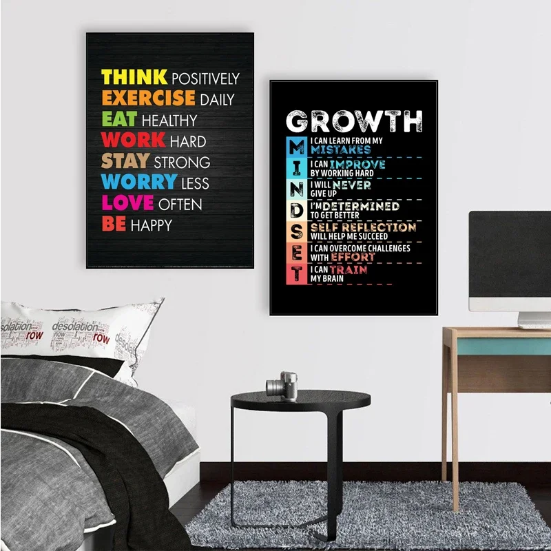 Home Office Room Inspiration - Kutipan sukses motivasi lukisan kanvas pola