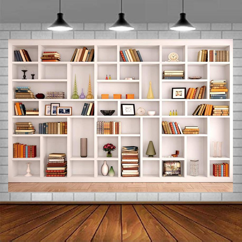 Home Office Zoom Background Free - Rak Buku Putih Latar Belakang Fotografi