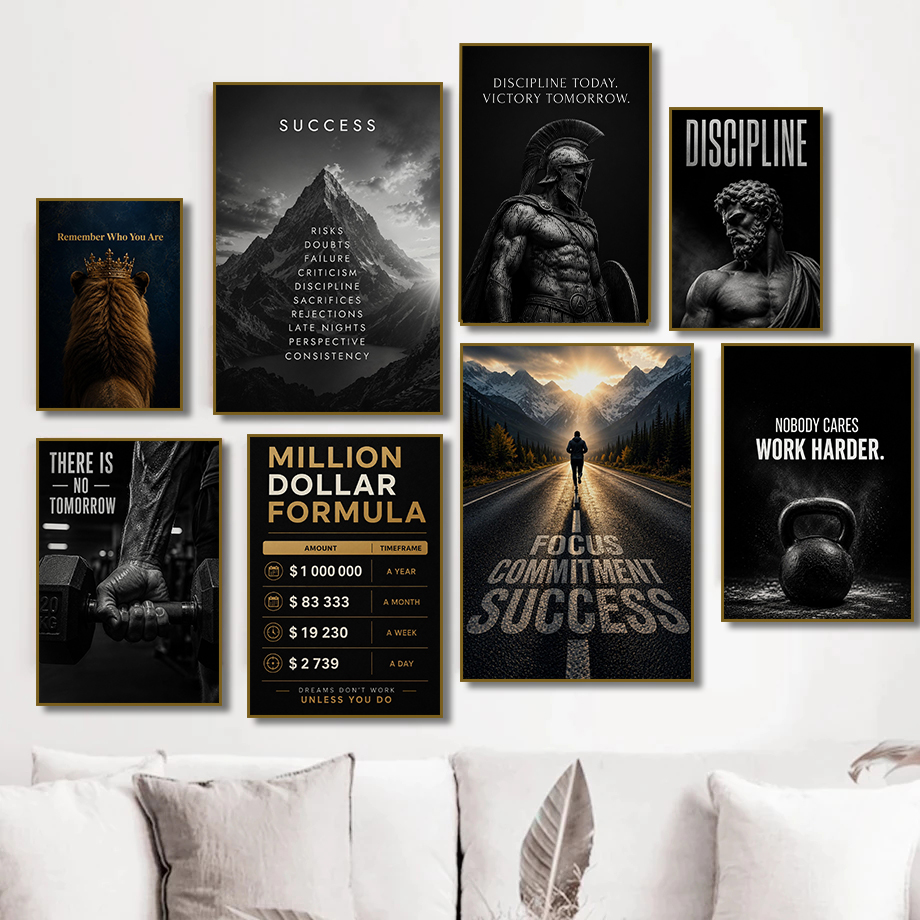 Home Office Room Inspiration - Poster Motivasi Keberhasilan Kebugaran Modern, Kerja