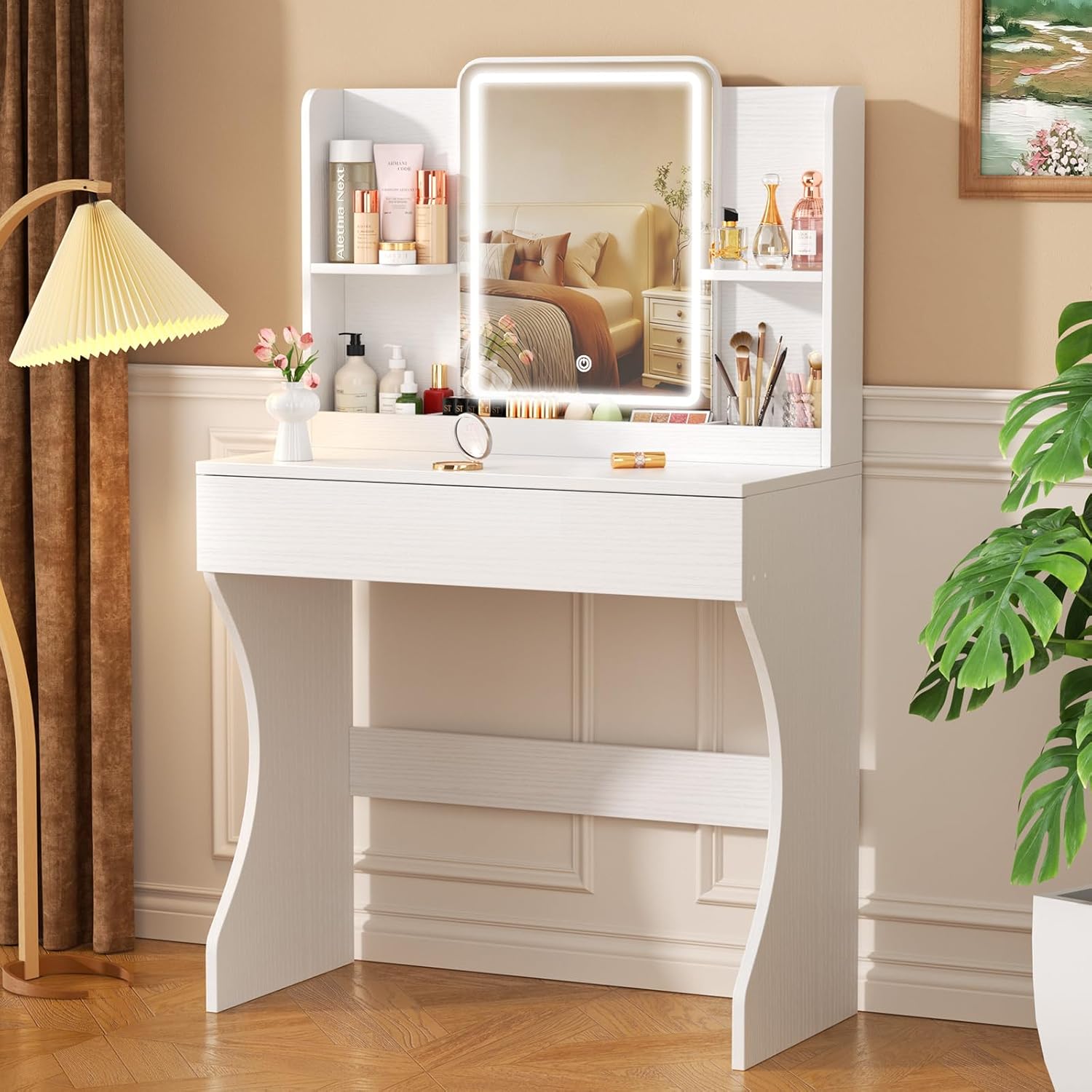 Desk Drawer Small - Meja Rias Kecil Putih dengan Cermin,