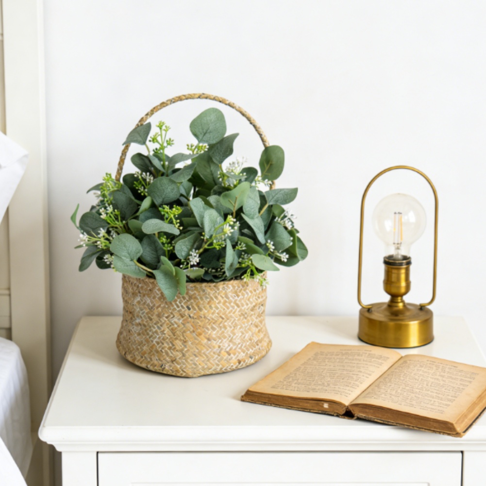 Home Office Backdrop - Daun Eucalyptus Buatan Hijau Batang Tanaman