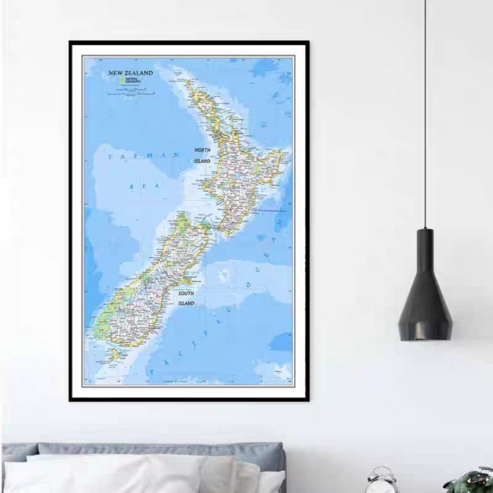 Home Office With Library - Poster Peta Selandia Baru HD Besar,