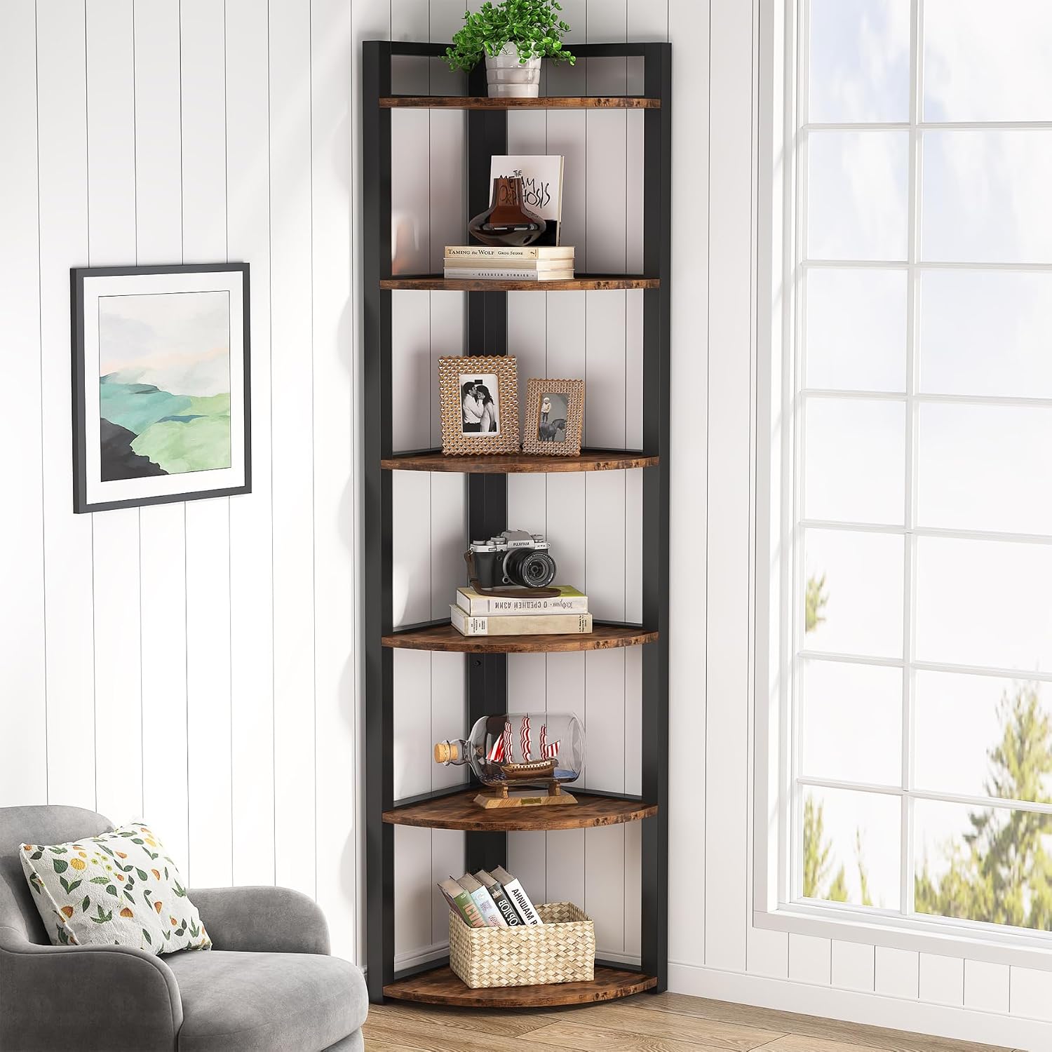 Rak Sudut 6 Tingkat Tribesigns - Home Office Bookshelves ulasan dan harga
