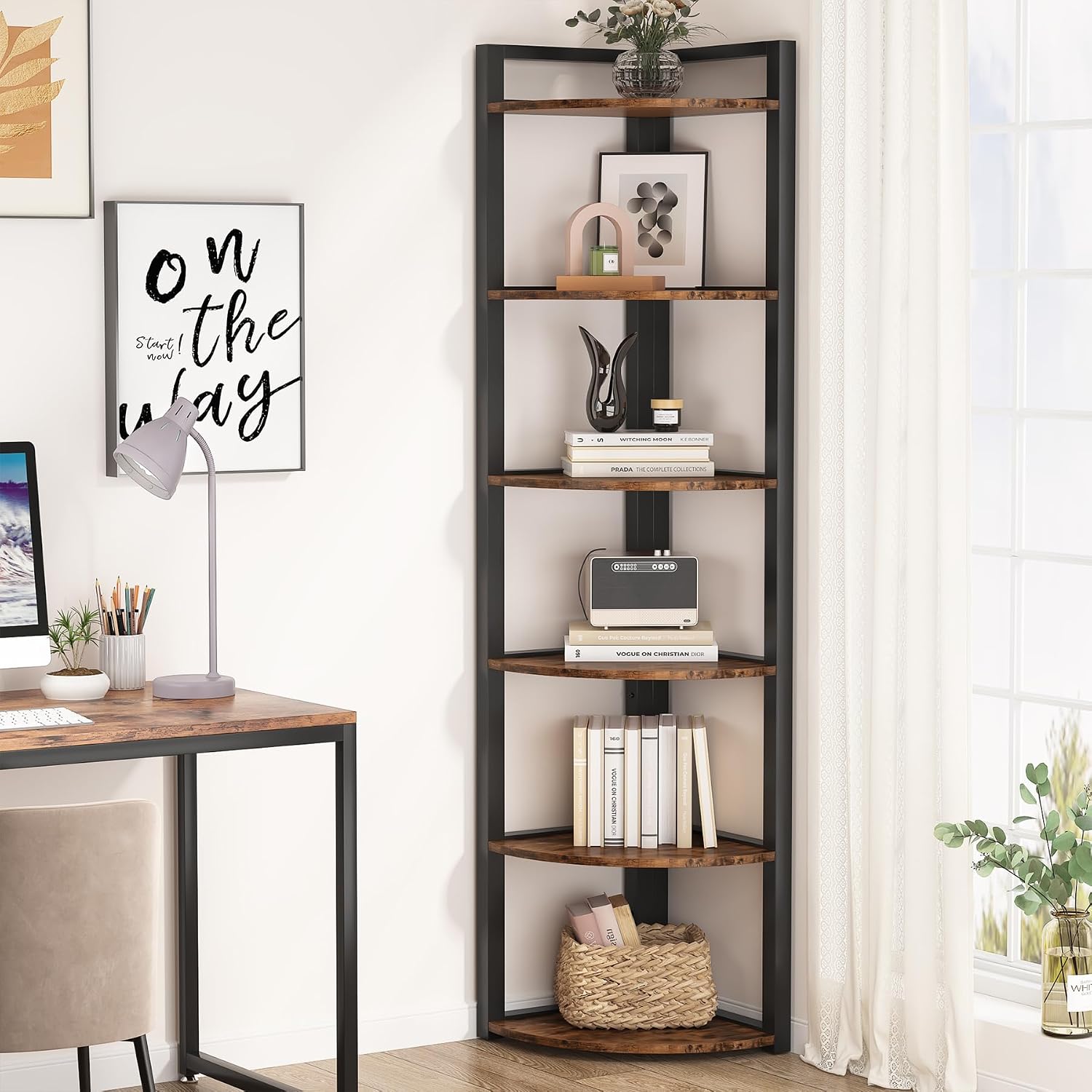 Rak Sudut 6 Tingkat Tribesigns - Home Office Bookshelves ulasan dan harga