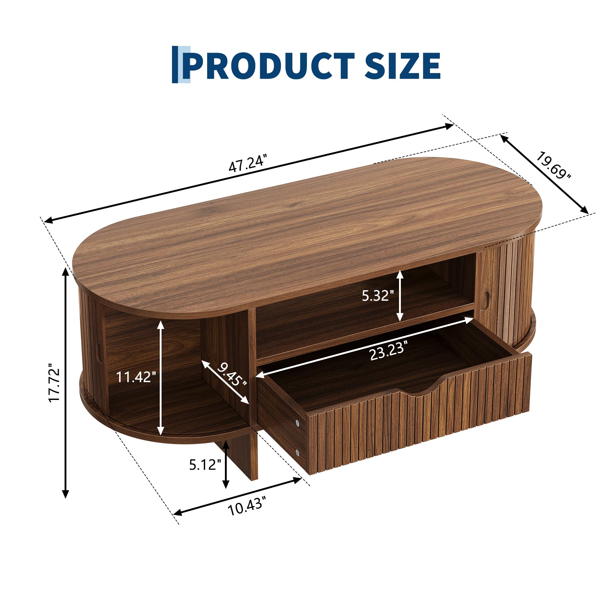 Meja Kopi Oval 47,2 inci denga - Desk Drawer Small ulasan dan harga