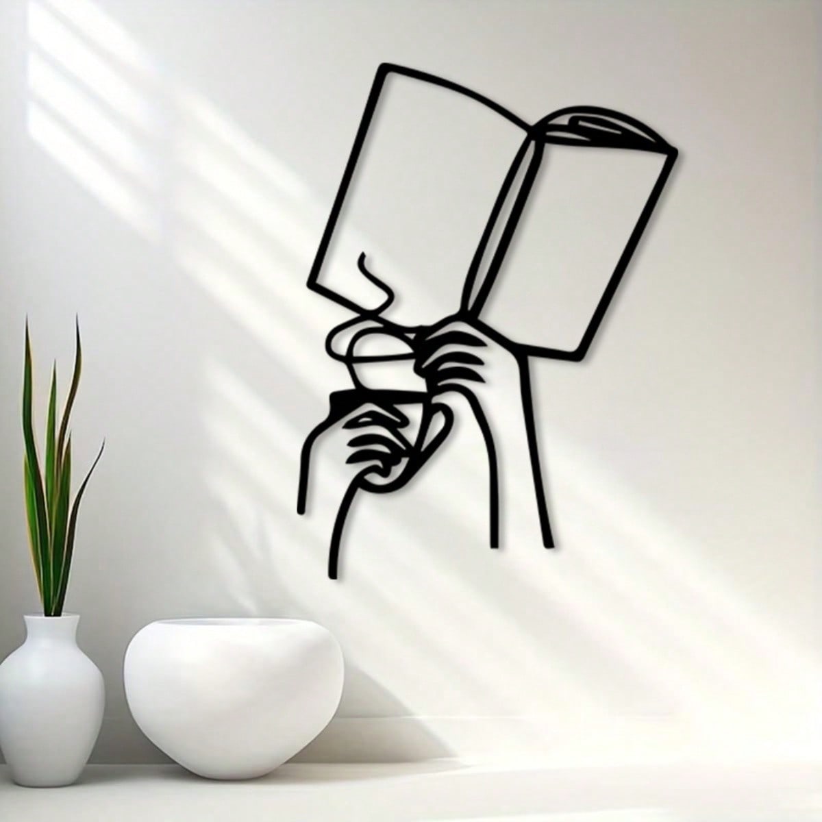 Seni Dinding Besi Buku Kucing  - Home Office With Library ulasan dan harga