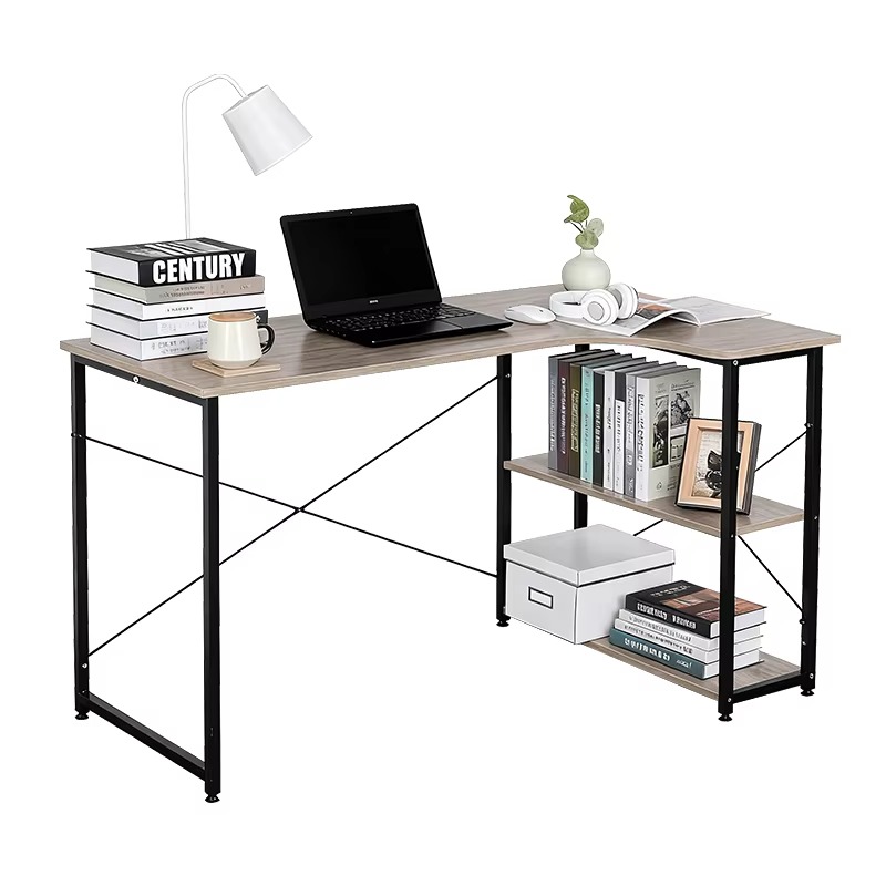 Meja Sudut Bentuk L Dengan Rak - Home Office Bookshelves ulasan dan harga
