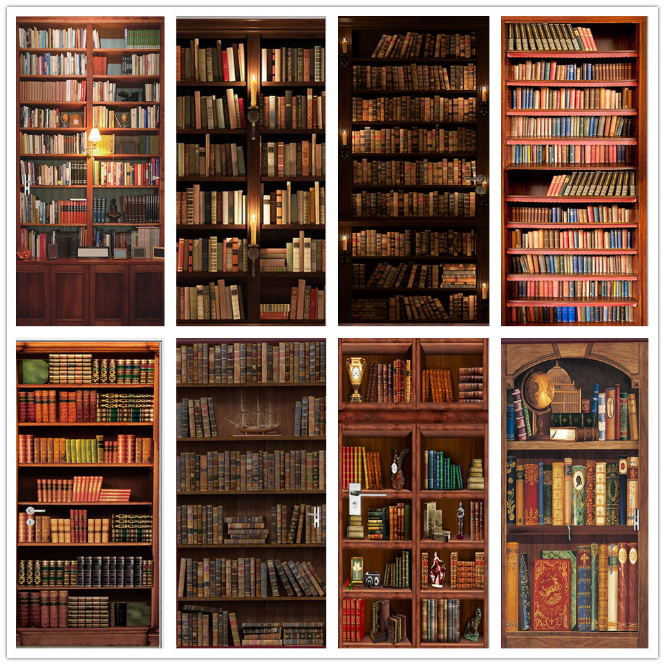 3D Pintu Wallpaper PVC Perpust - Home Office Bookshelves ulasan dan harga