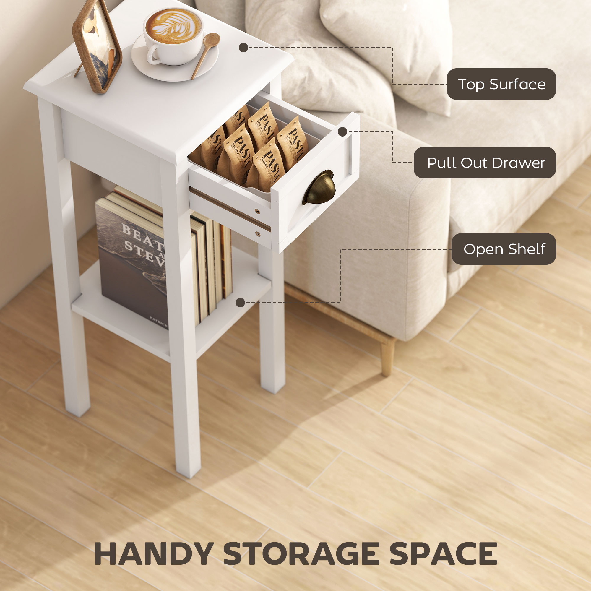 Meja Samping Sempit Homcom den - Desk Drawer Small ulasan dan harga