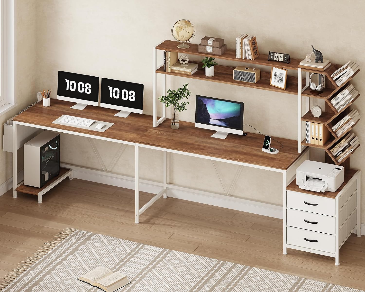 Meja berbentuk L 63 inci denga - Home Office Bookshelves ulasan dan harga