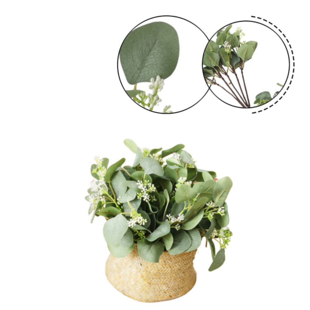 Daun Eucalyptus Buatan Hijau B - Home Office Backdrop ulasan dan harga