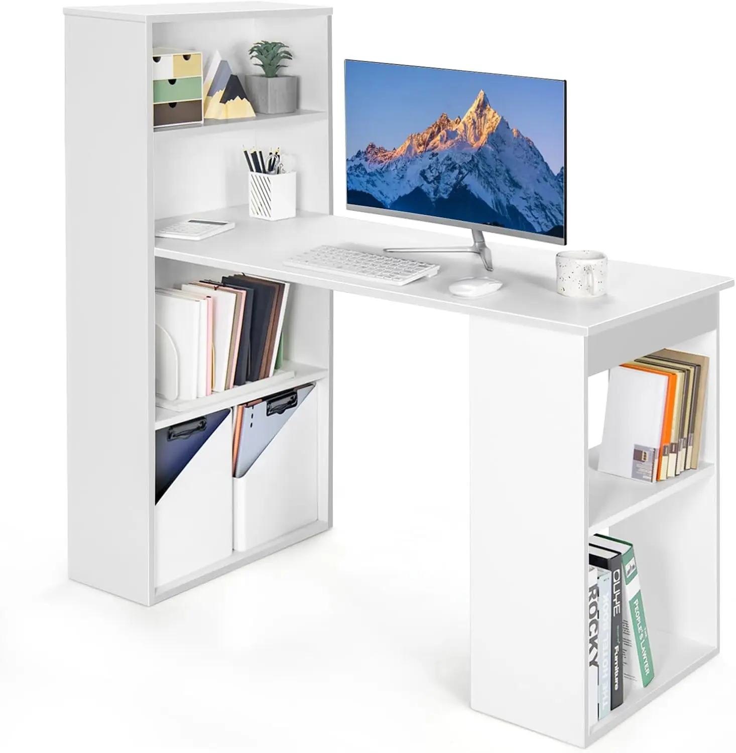Meja Komputer 48 Inci dengan R - Home Office Bookshelves ulasan dan harga