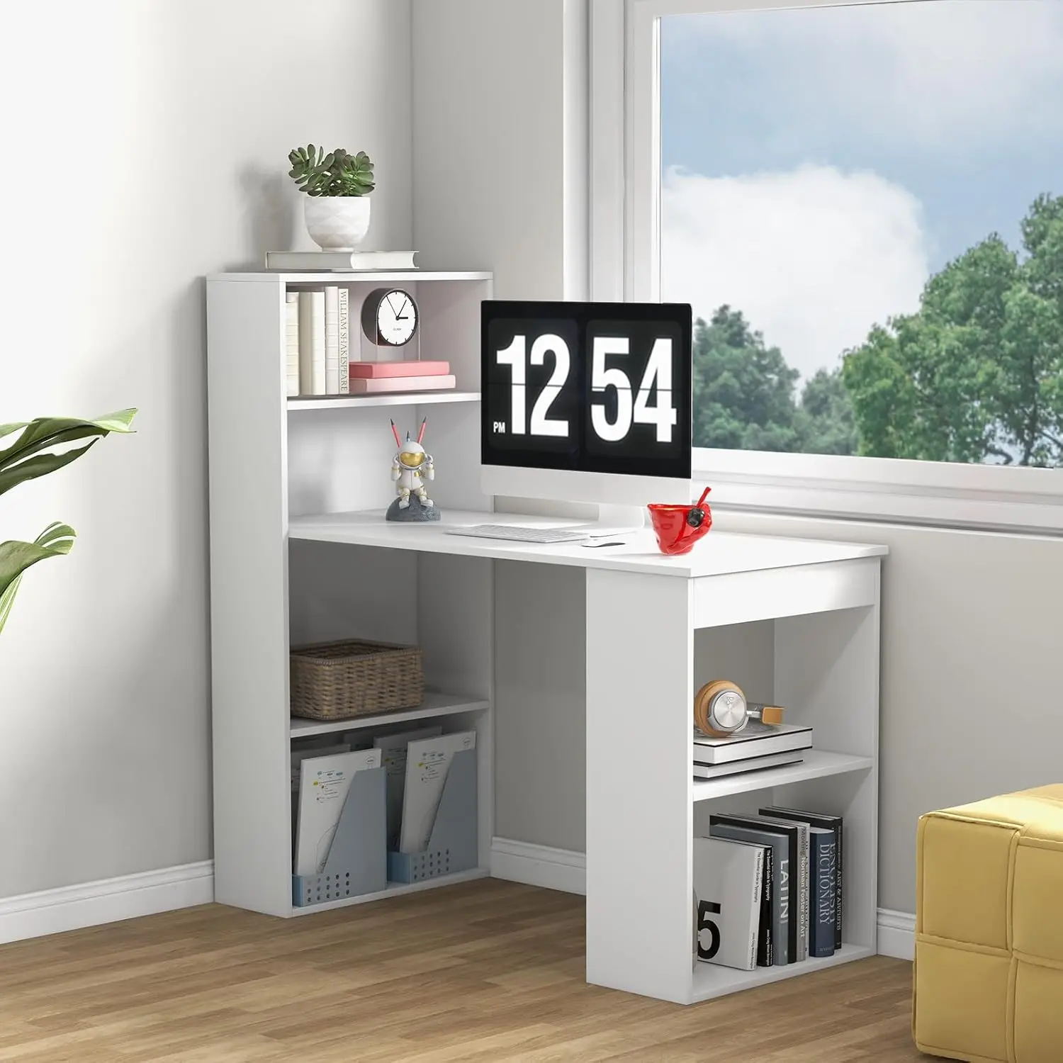 Meja Komputer 48 Inci dengan R - Home Office Bookshelves ulasan dan harga